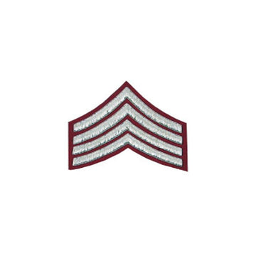 imperial-highland-supplies-4-stripes-chevron-badge-silver-bullion-on-red